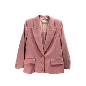 Dana Buchman Petite Blazer Size 12P Pink Wool Angora Blend Gold Buttons Lined